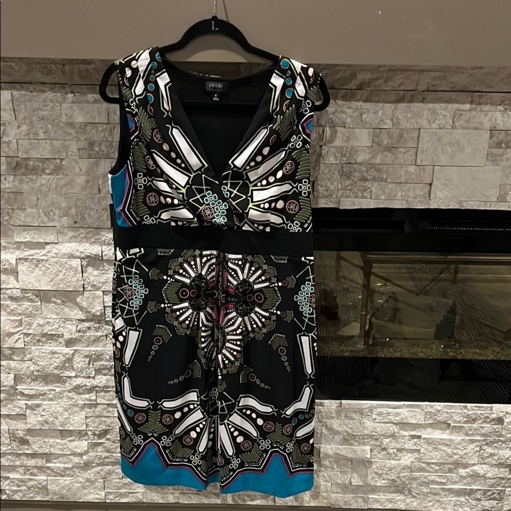 Nicole Blue black white Patterned Dress size 16